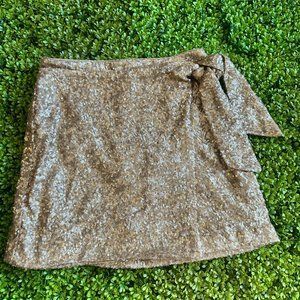 House of Harlow 1960 X Revolve Gold Sequin Wrap Front Mini Skirt